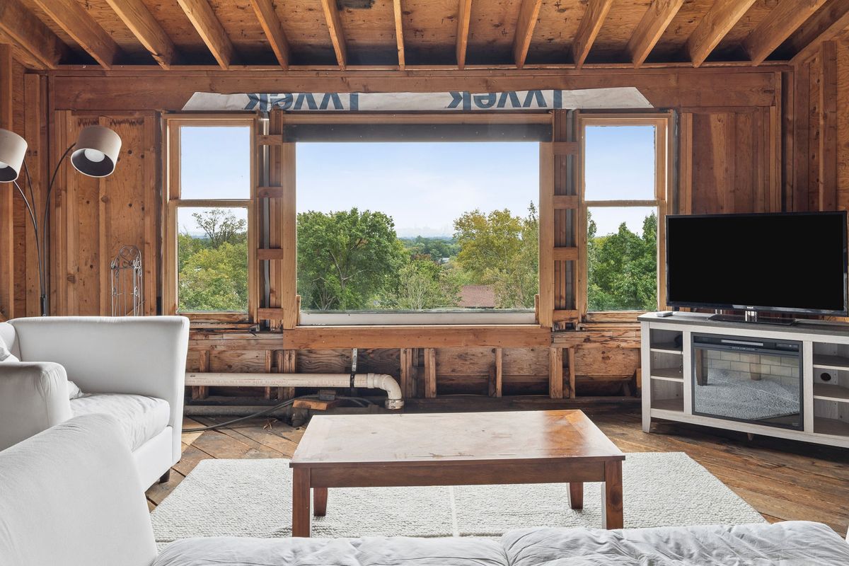 Third floor attic windows overlooking the trees at 184 Upper Mountain Avenue