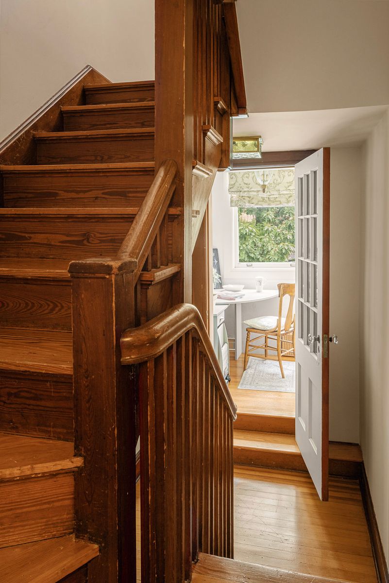 The secondary back staircase at 184 Upper Mountain Avenue