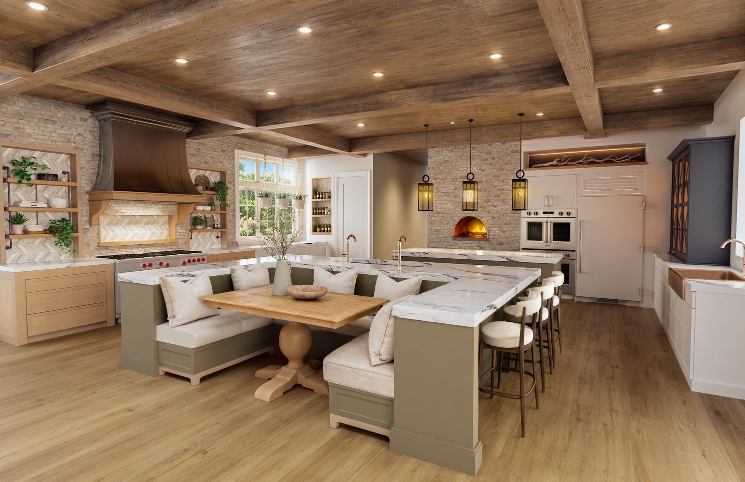 Conceptual design rendering of a possible finished kitchen; not existing conditions