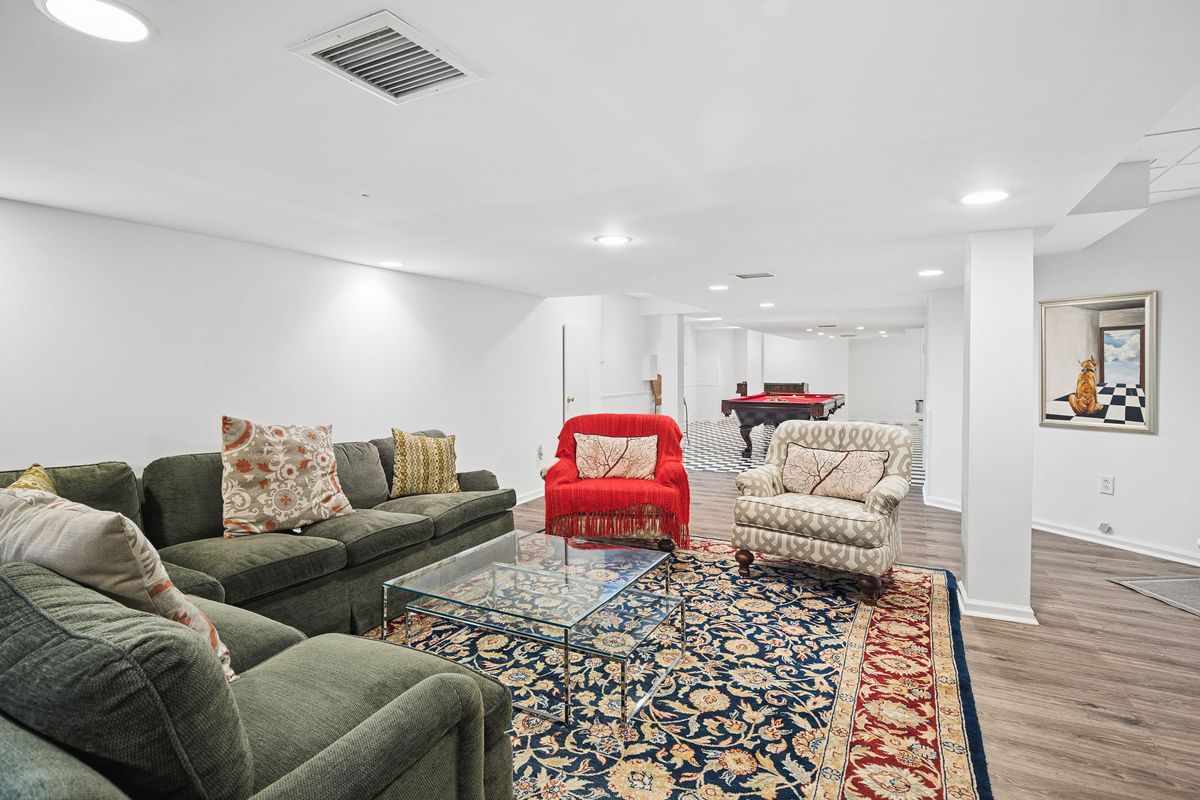 Lower level recreation room at 184 Upper Mountain Avenue